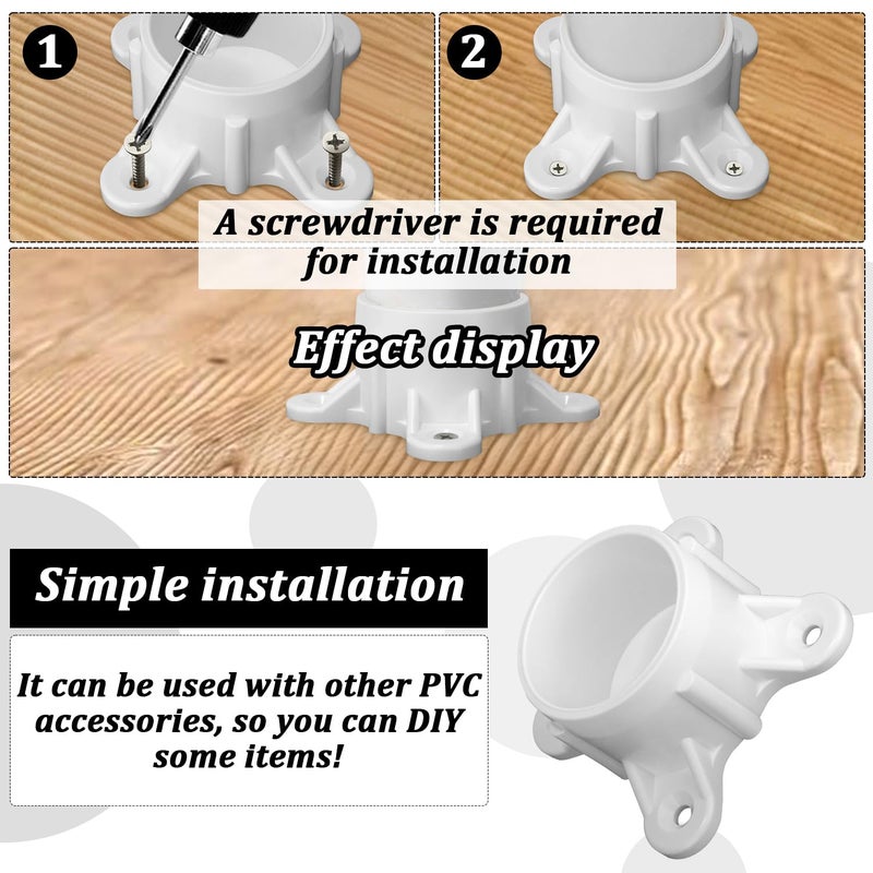 12 عبوة من شفة PVC لأنابيب PVC مقاس 1-1/2 بوصة، وأغطية براغي الطاولة وتجهيزات PVC لمشاريع حامل قضيب PVC DIY، وصنع أرفف التخزين، وأقدام الدعم - Image 3
